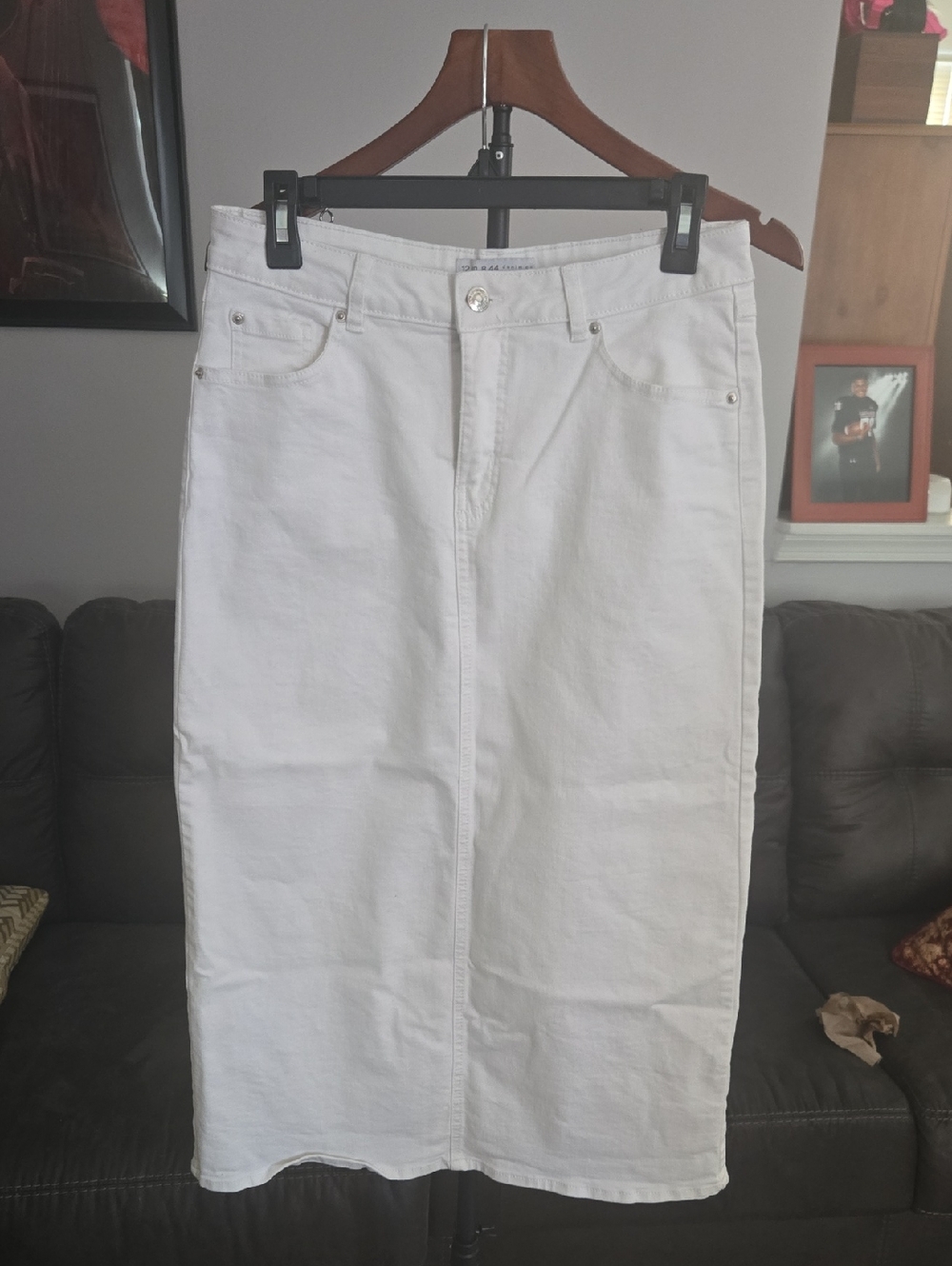 Primark White Denim Skirt with Heart Logo Patch